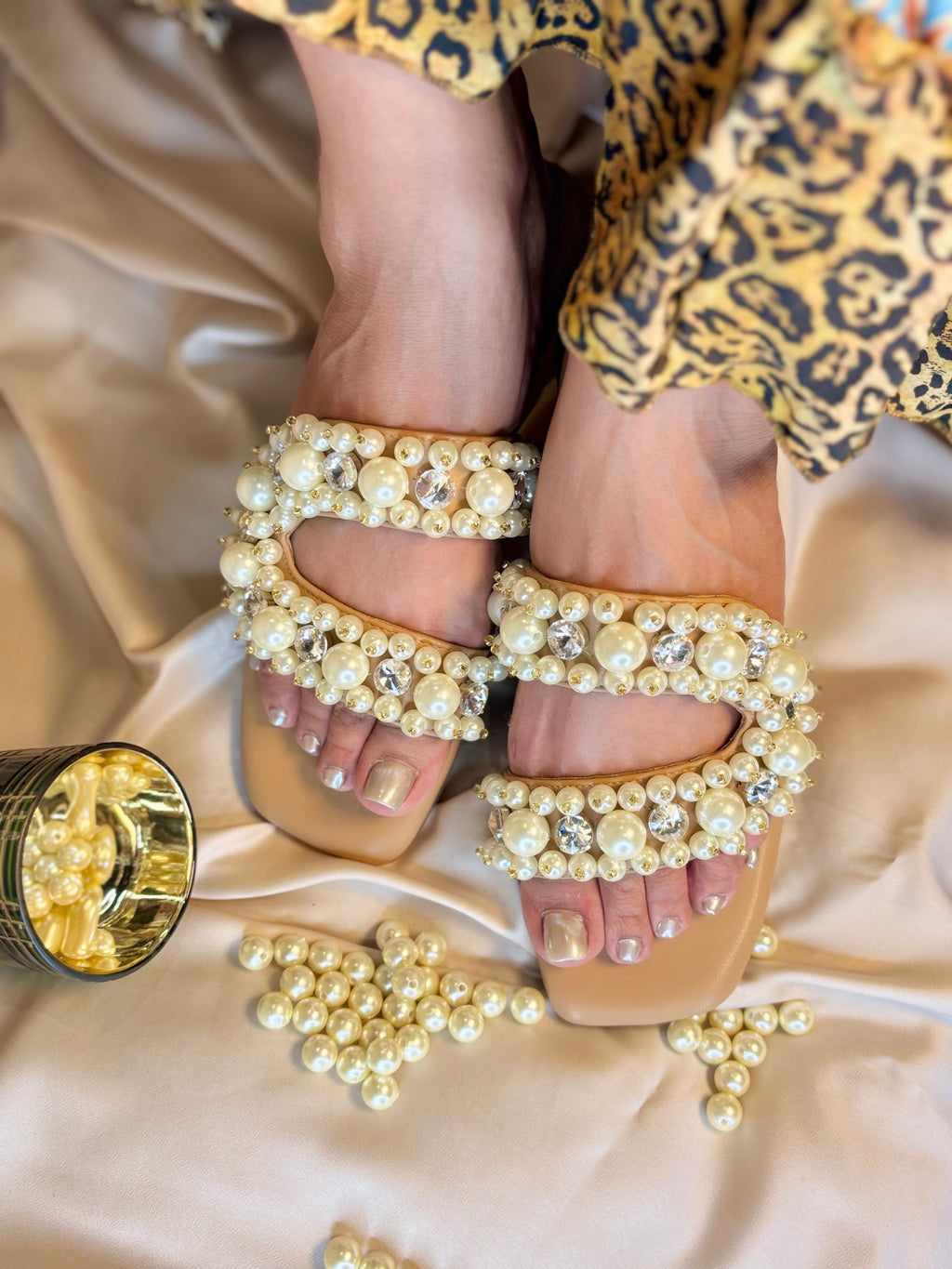 Noor Pearl Diamond Flats Sandal Stories