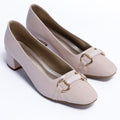 Classic Low Heel Pumps - Beige