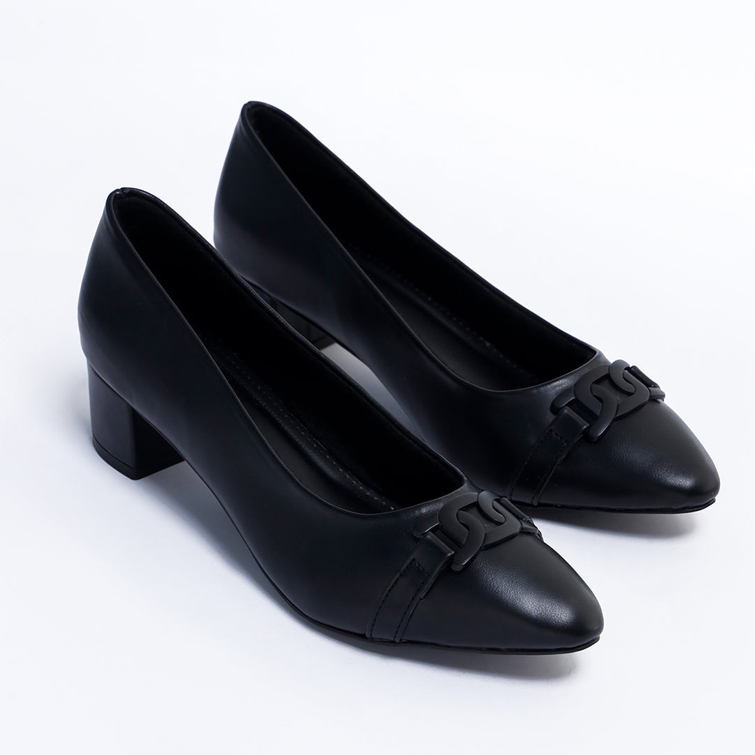 Chain Link Pointed Pumps - Black