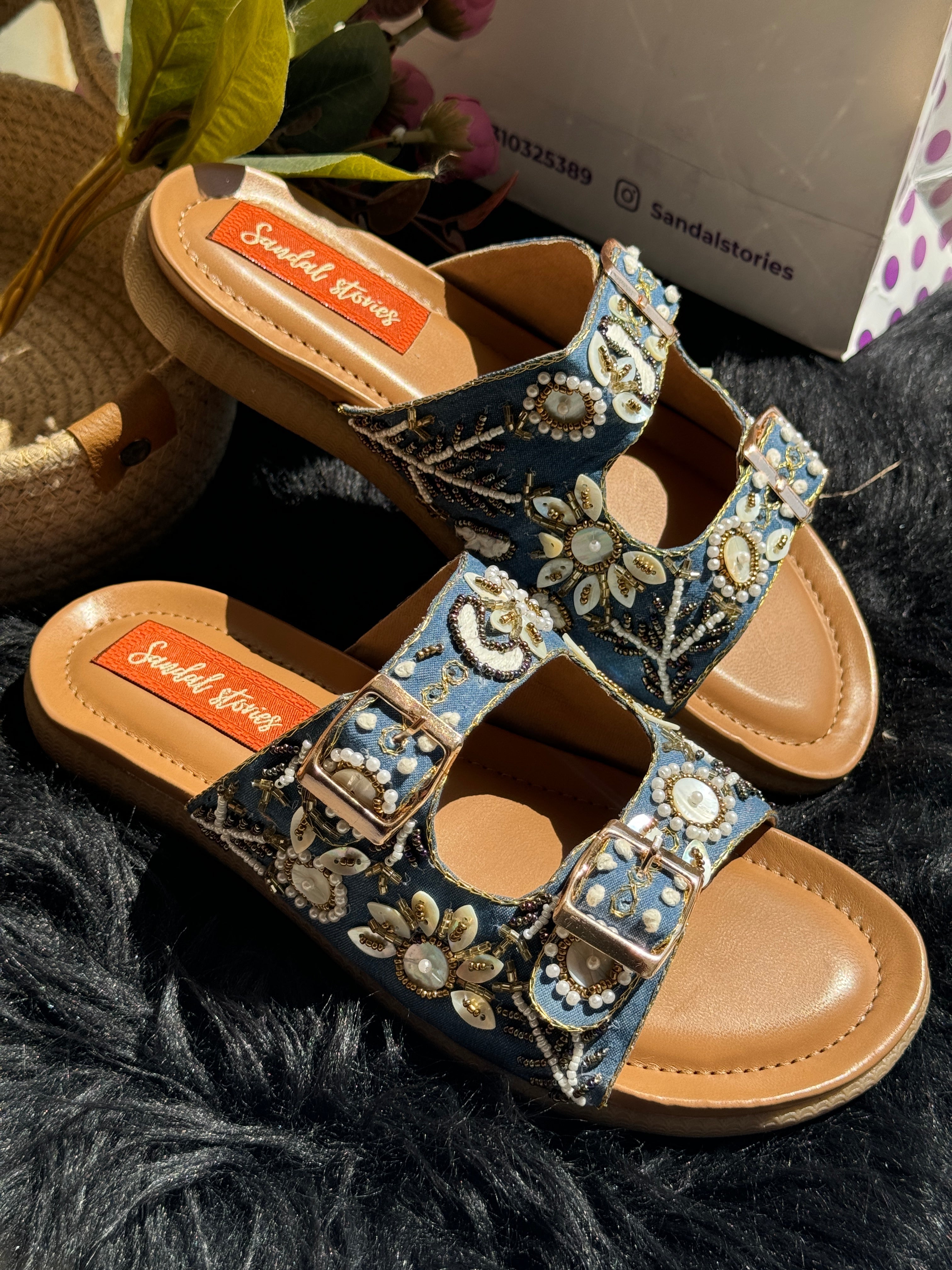Boho Chic Doctor Sole Embroidered Slider Sandal Stories