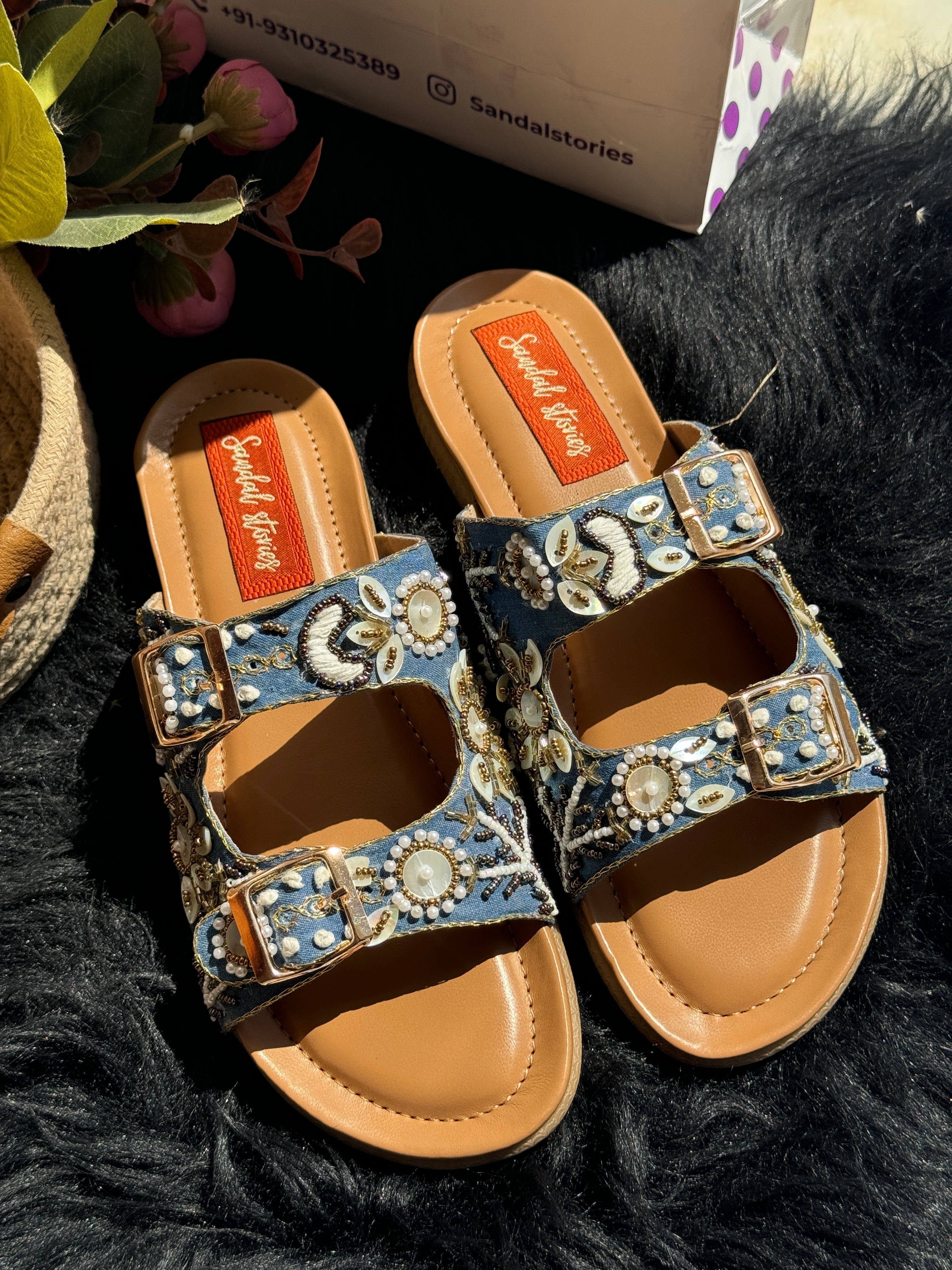 Boho Chic Doctor Sole Embroidered Slider Sandal Stories