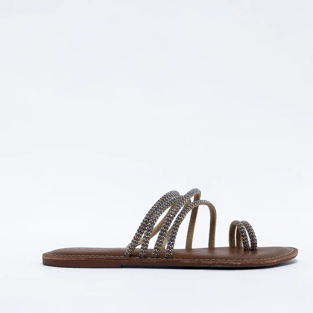 Rhinestone Rope Sandals - Silver