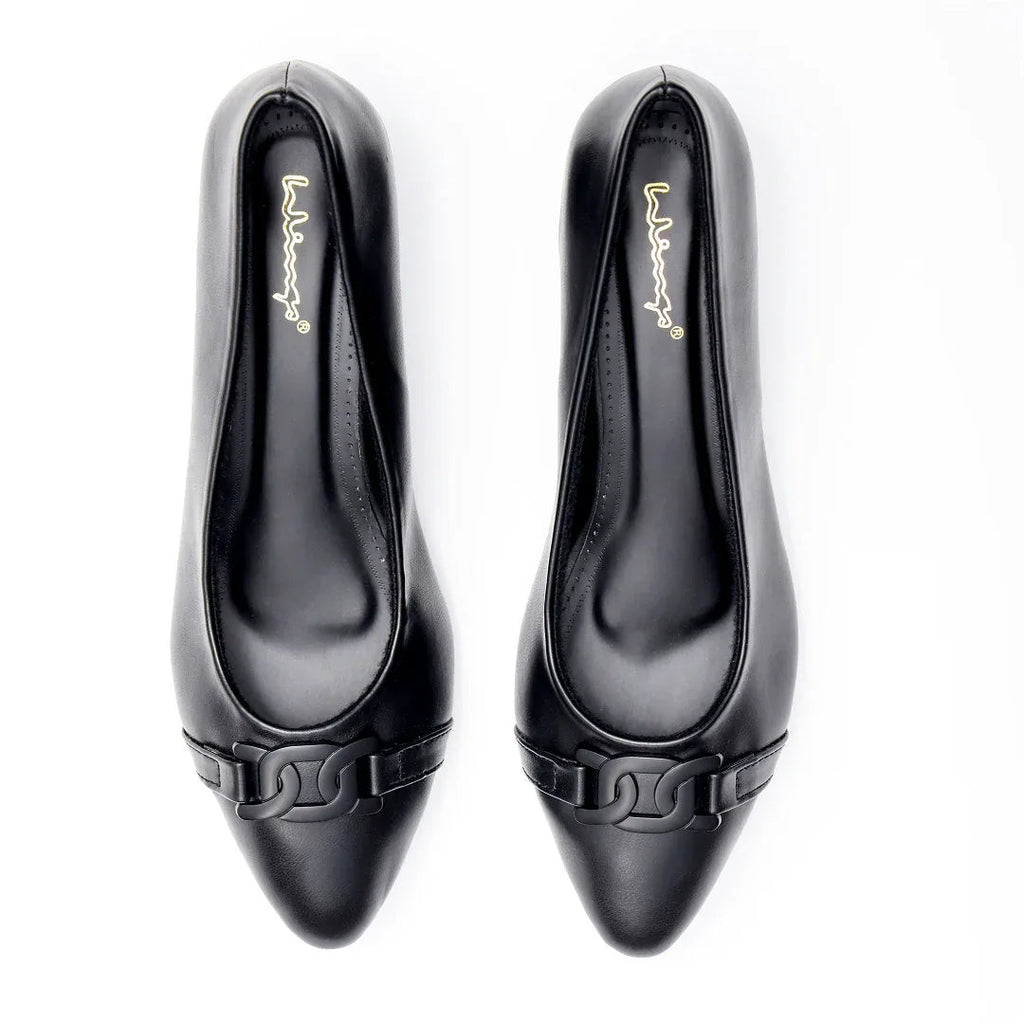 Chain Link Pointed Pumps - Black