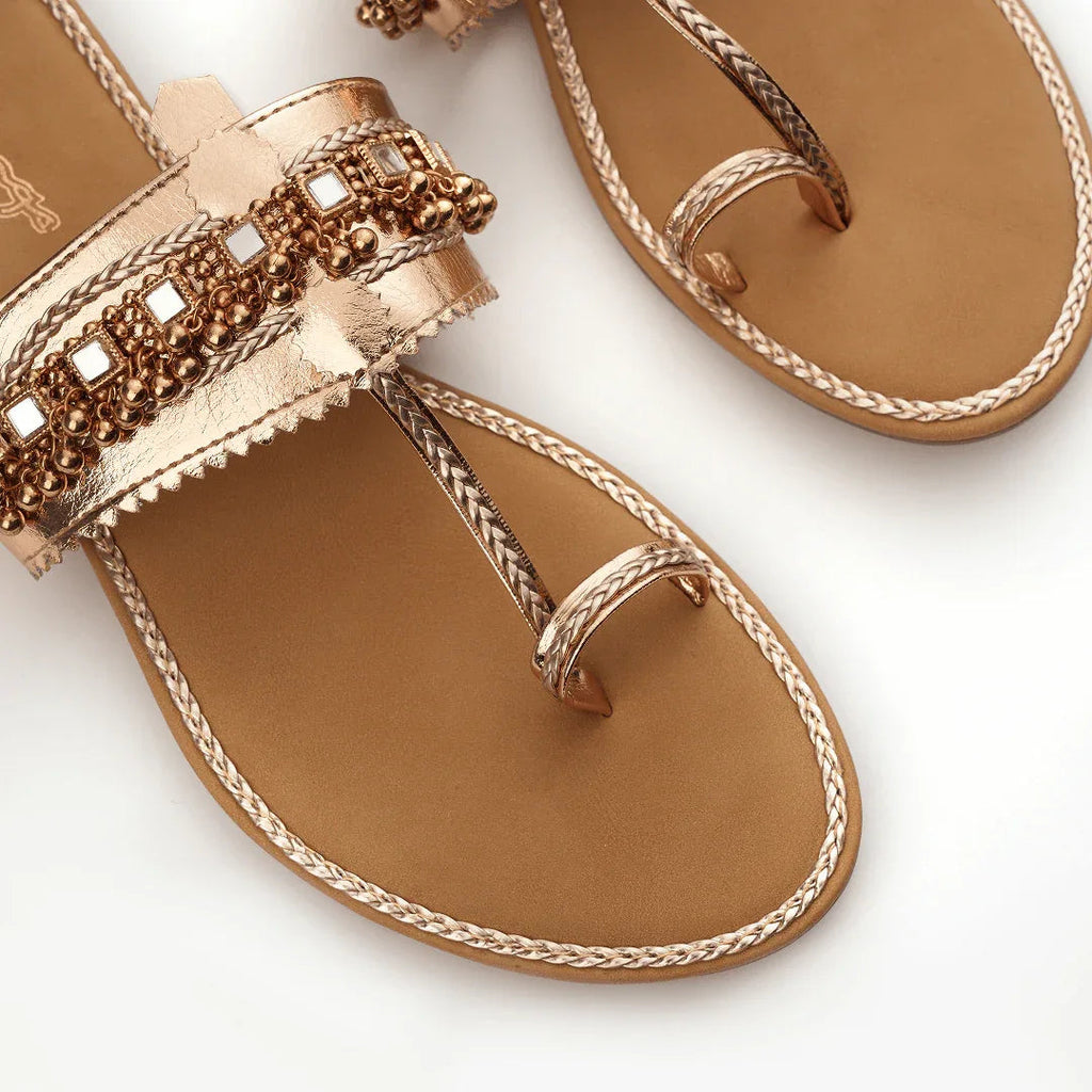 Artisan Kolhapuri Flats - Rose Gold