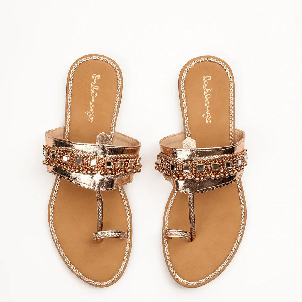 Artisan Kolhapuri Flats - Rose Gold