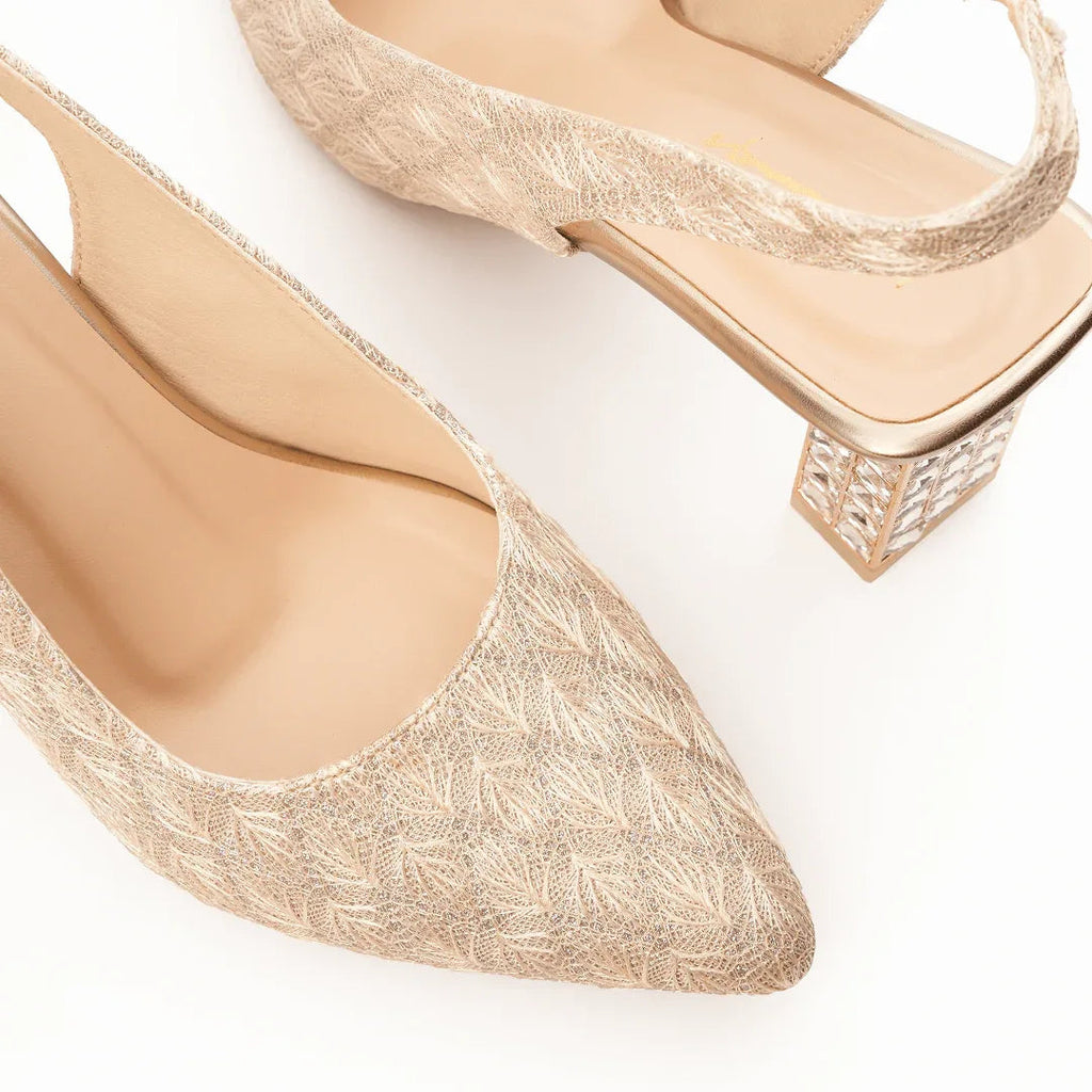 Couture Gemstone Block Heels - Gold