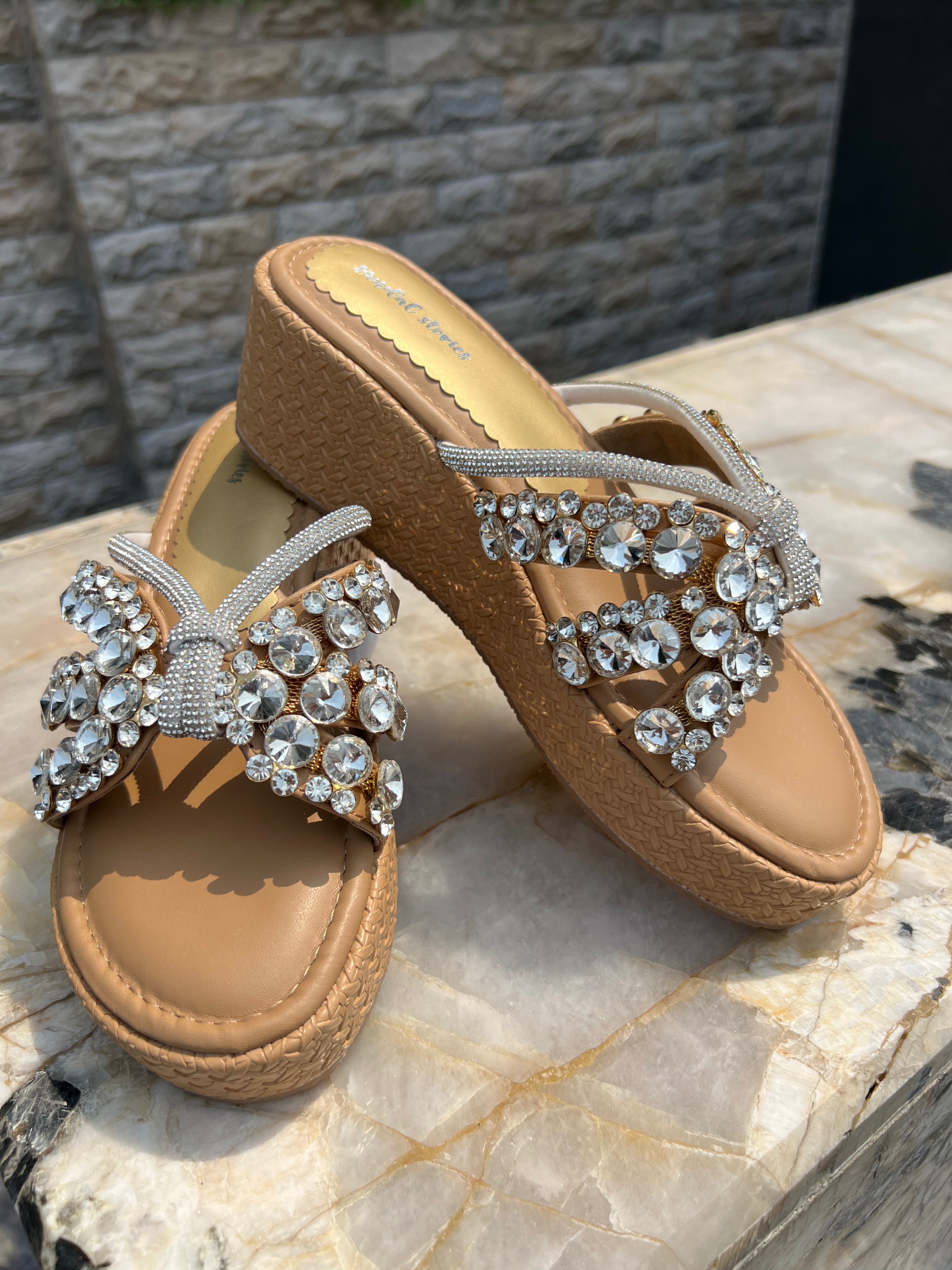 Crystal Bloom Wedge Heels Sandal Stories