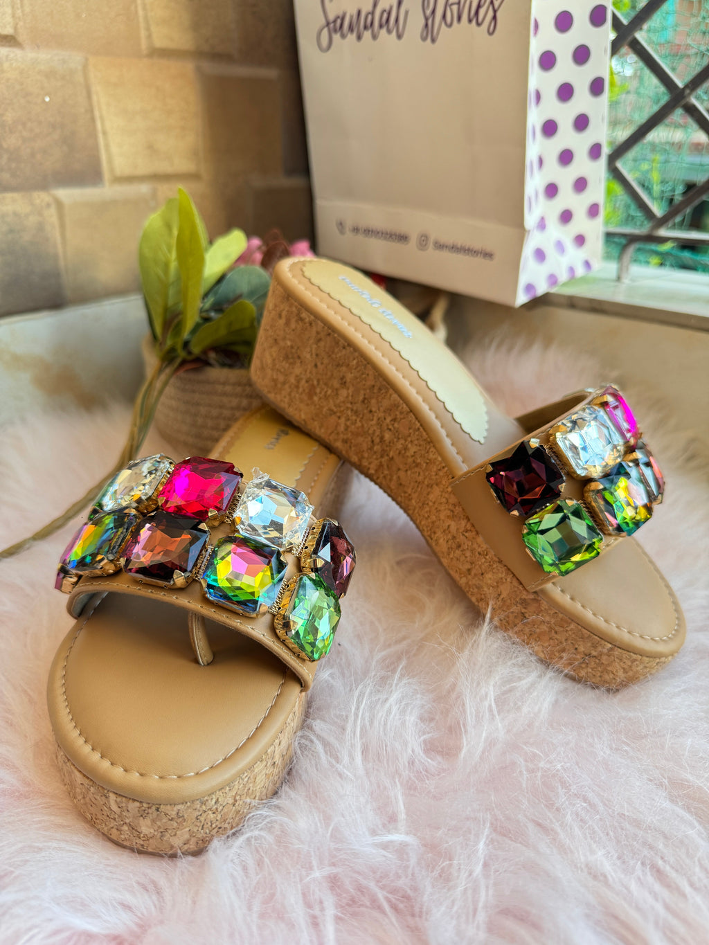 Rainbow Glam Wedge Sandals Sandal Stories