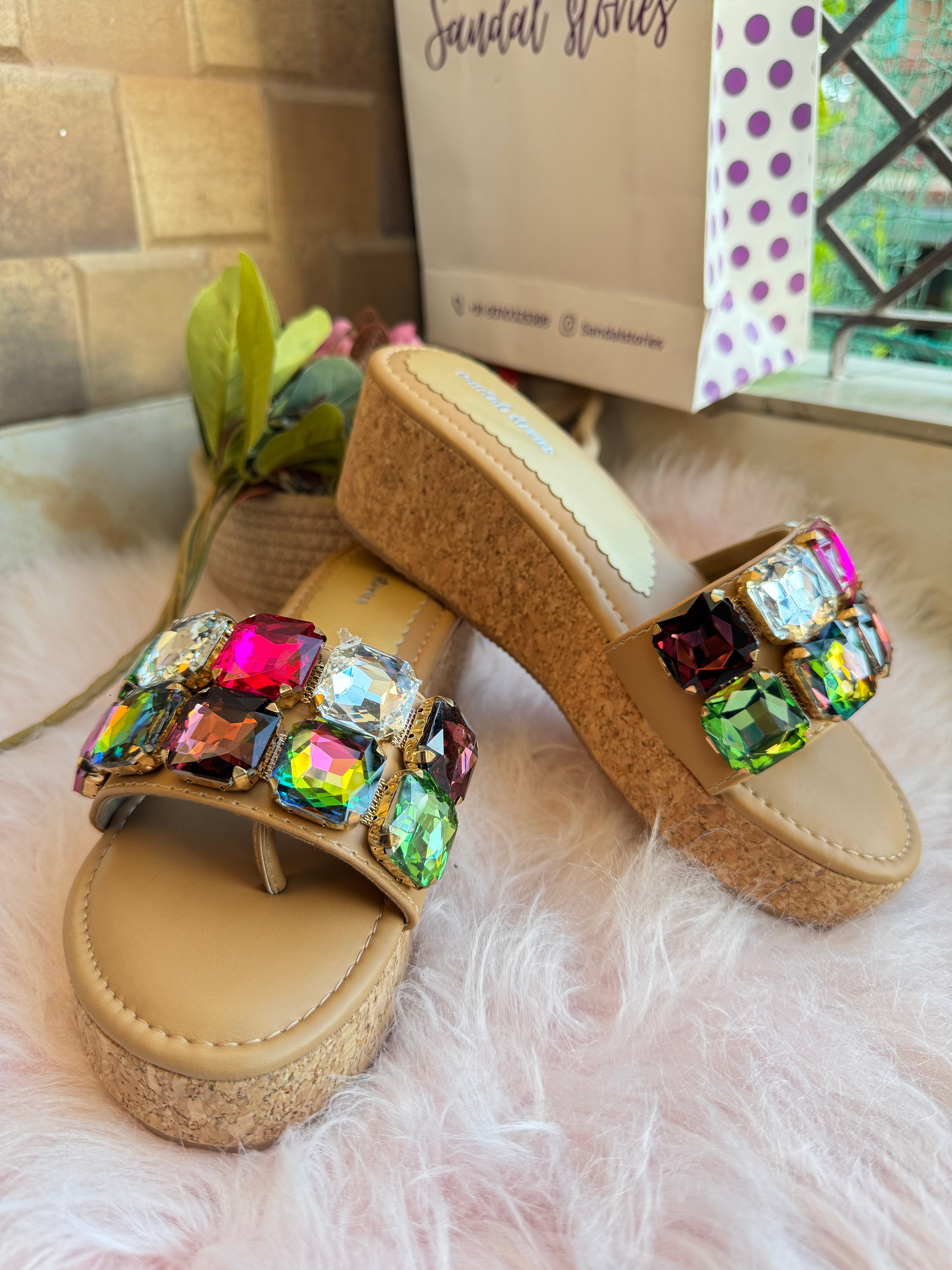 Rainbow Glam Wedge Sandals Sandal Stories