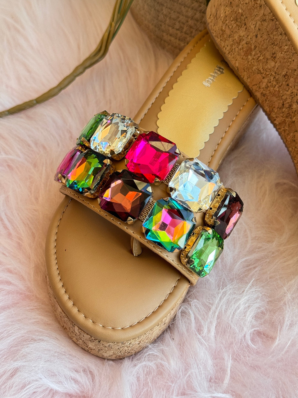 Rainbow Glam Wedge Sandals Sandal Stories