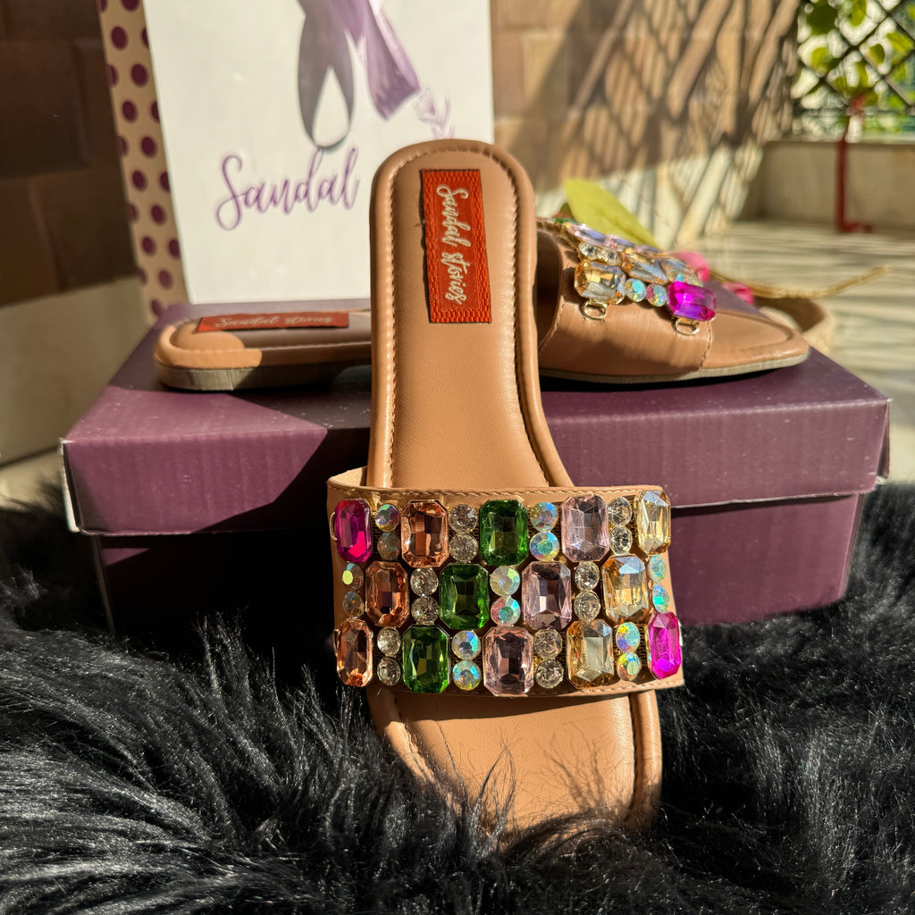 Solitaire Royale Gemstone Flats Sandal Stories